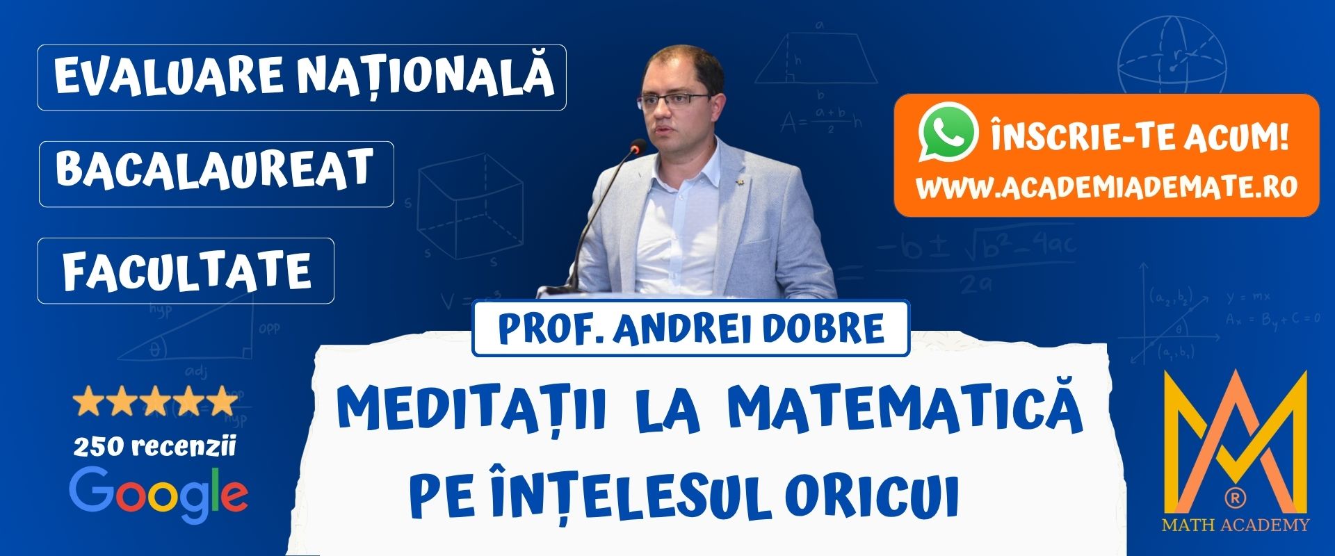 meditatii la matematica online evaluare nationala bac facultate dobre andrei 2026.1